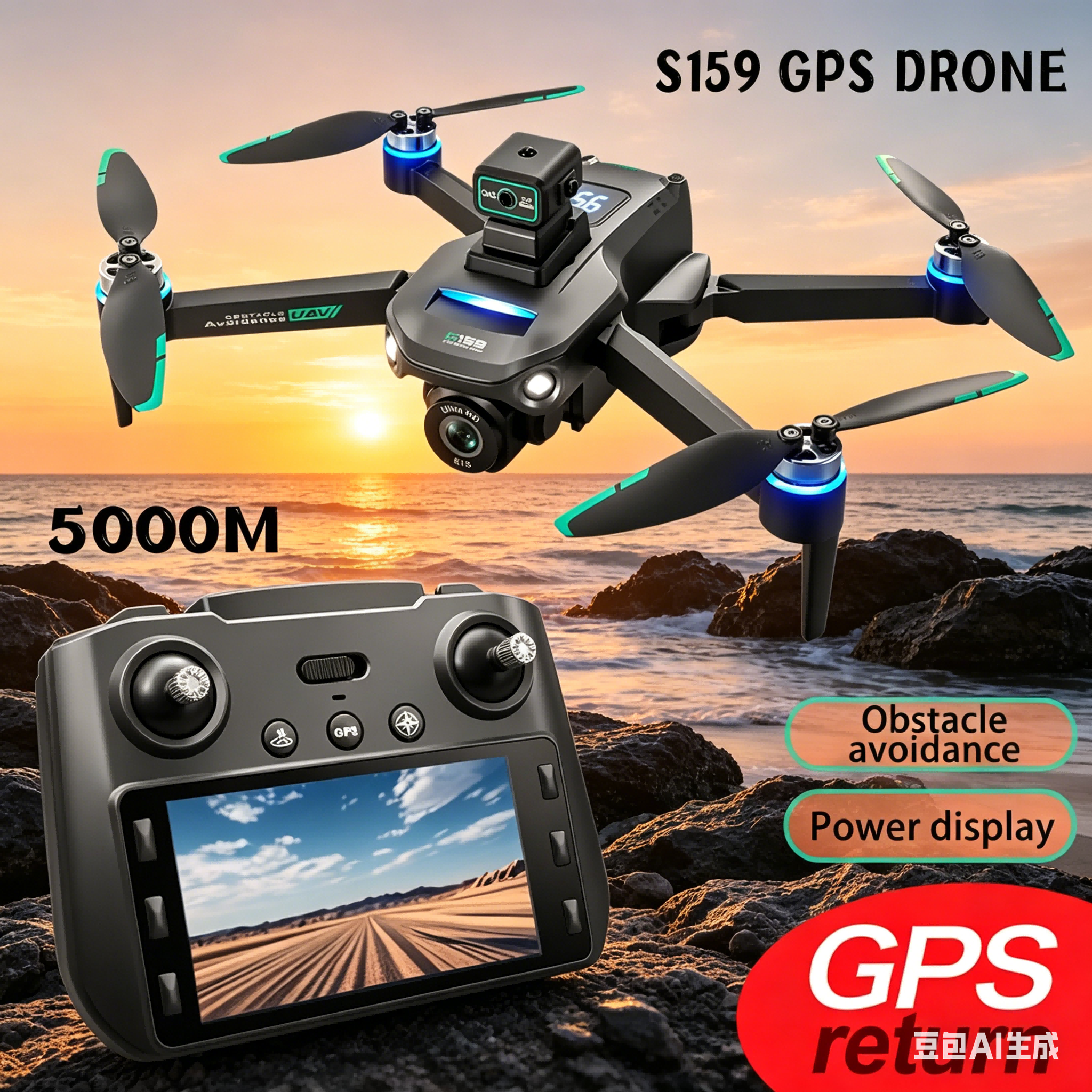 Drone Rc Helicopter With Camera - S159 GPS Drone 4K Profesional Dual