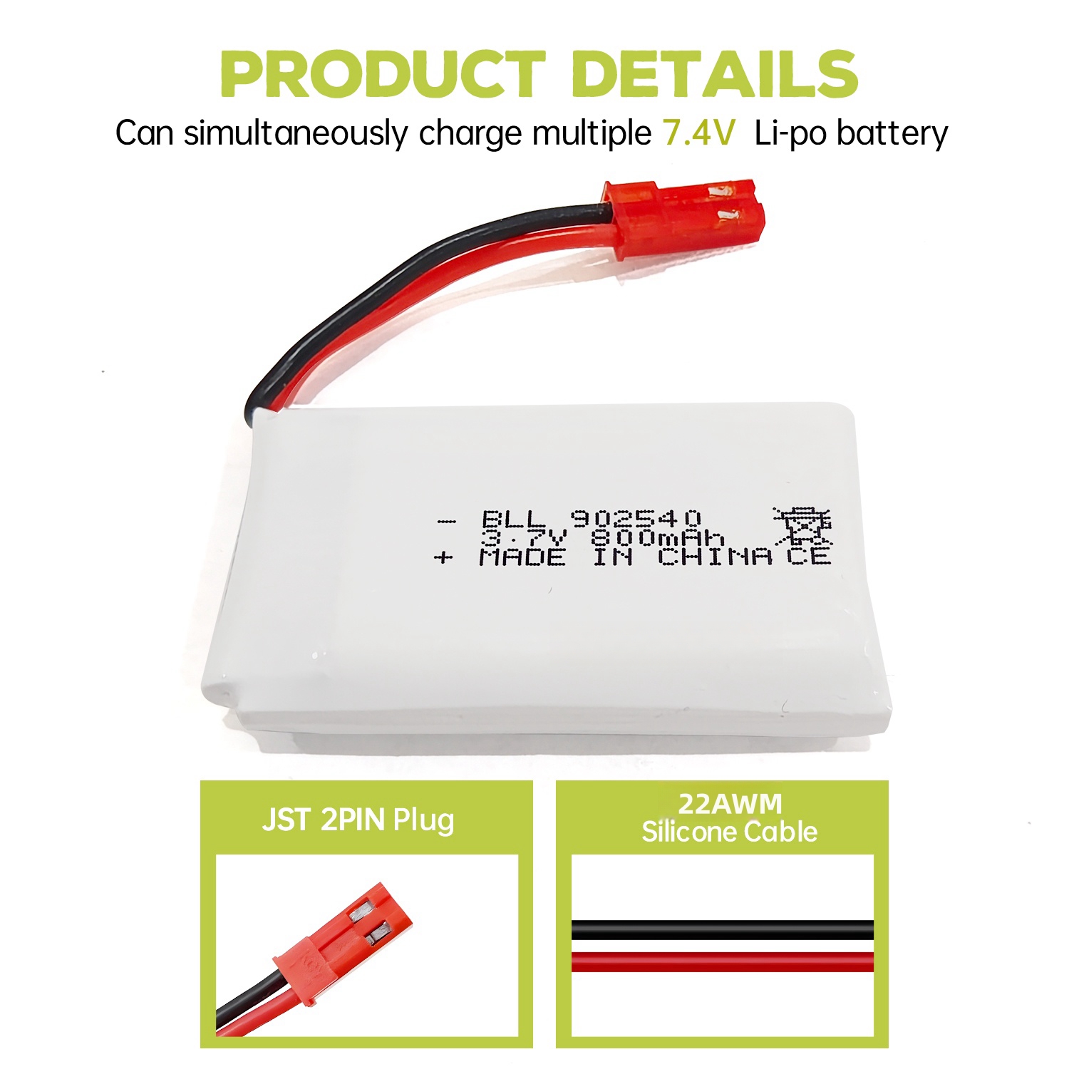 2PCS 3.7V 800mAh Lipo Battery  – Drone Mjx Rc recenzja i cena