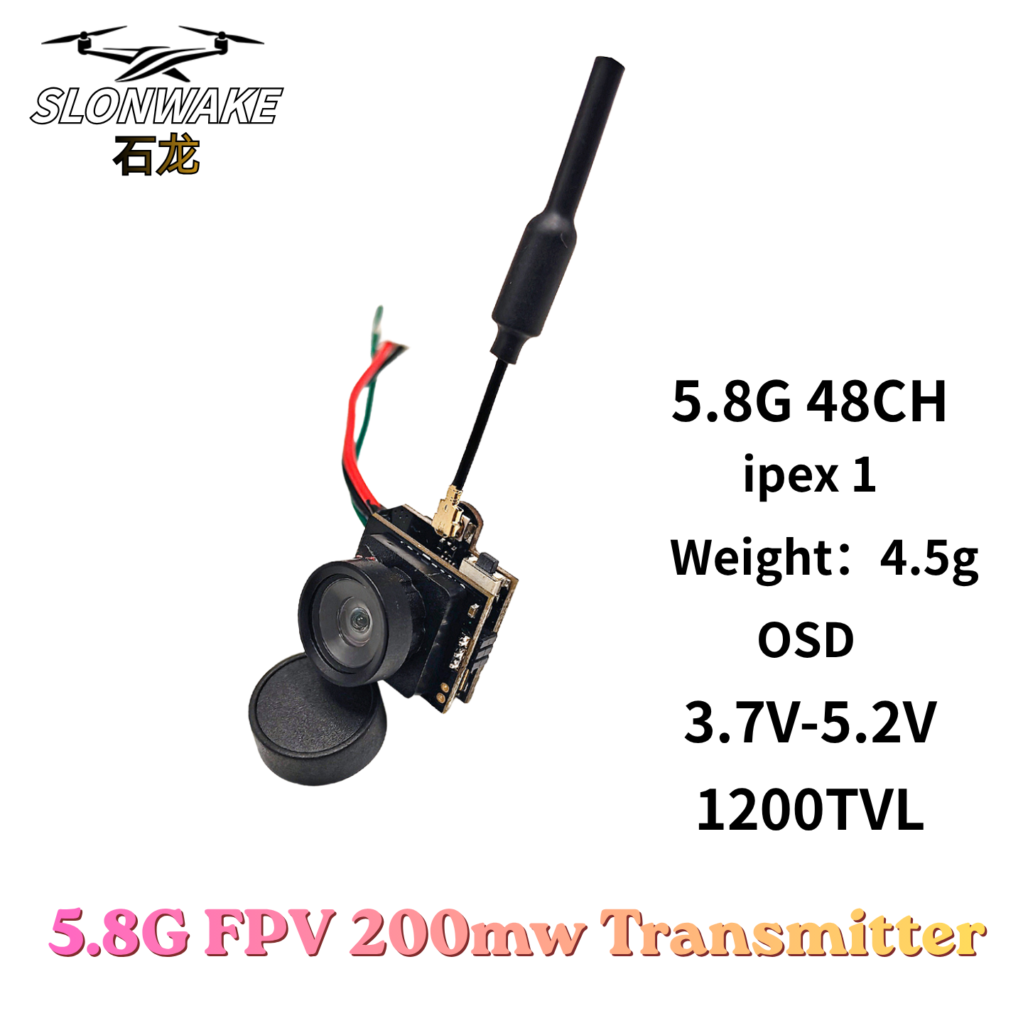 Slonwake 5.8G 48CH 200mW FPV D – Fpv Drone Camera recenzja i cena
