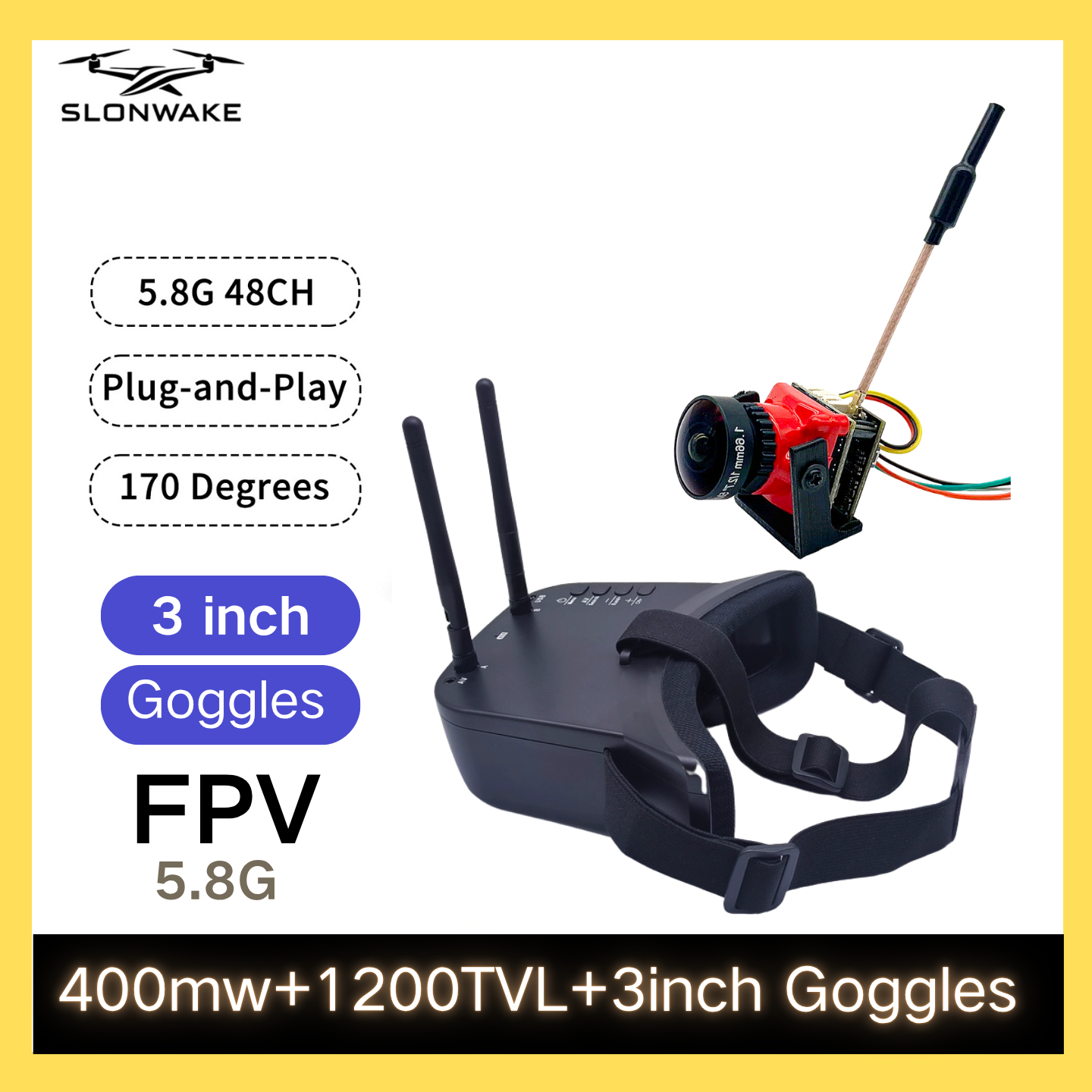 SLONWAKE 5.8G 48CH FPV 400mw V – Fpv Drone Camera recenzja i cena